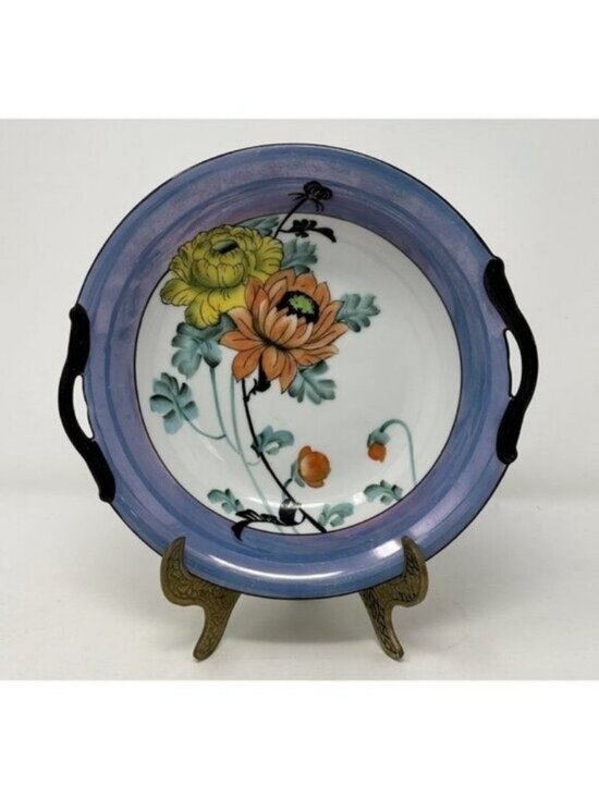 Noritake Other - NORITAKE MORIMURA TWO HANDLED SERVING BOWL Floral Art Deco Blue Luster Ware